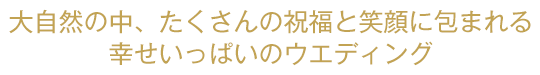 大自然の中、たくさんの祝福と笑顔に包まれる幸せいっぱいのウエディング