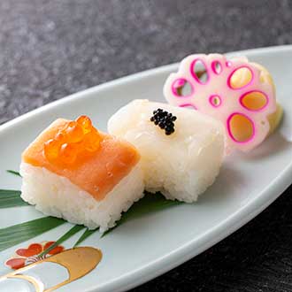 鮭親子と平目の押し寿司